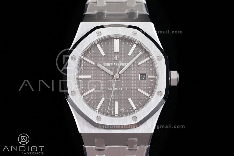 Royal Oak 41mm 15400 SS ZF 1:1 Best Edition Gray Textured Dial on SS Bracelet V2 SA3120 Super Clone