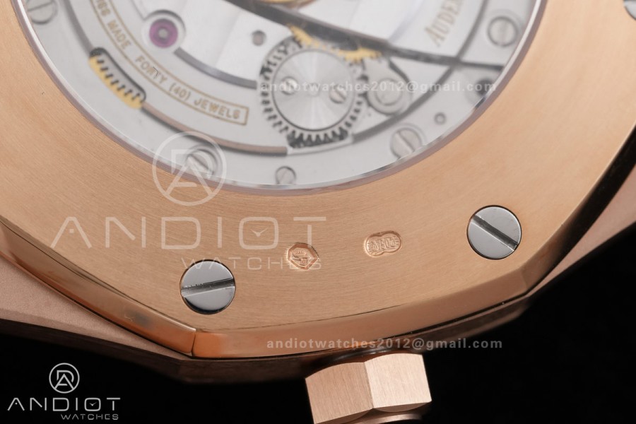 Royal Oak 41mm 15400 RG ZF 1:1 Best Edition White Textured Dial on RG Bracelet V2 SA3120 Super Clone