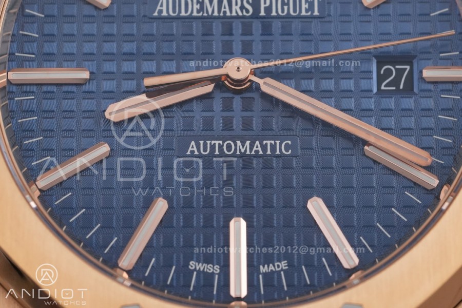 Royal Oak 41mm 15400 RG ZF 1:1 Best Edition Blue Textured Dial on RG Bracelet V2 SA3120 Super Clone