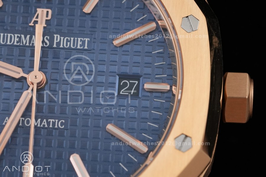 Royal Oak 41mm 15400 RG ZF 1:1 Best Edition Blue Textured Dial on RG Bracelet V2 SA3120 Super Clone
