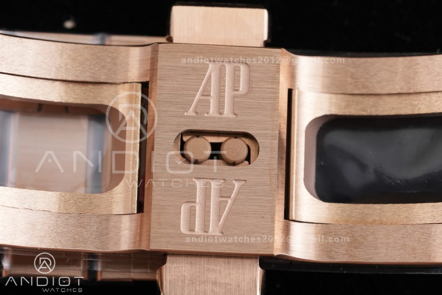 Royal Oak 41mm 15400 RG ZF 1:1 Best Edition Black Textured Dial on RG Bracelet V2 SA3120 Super Clone