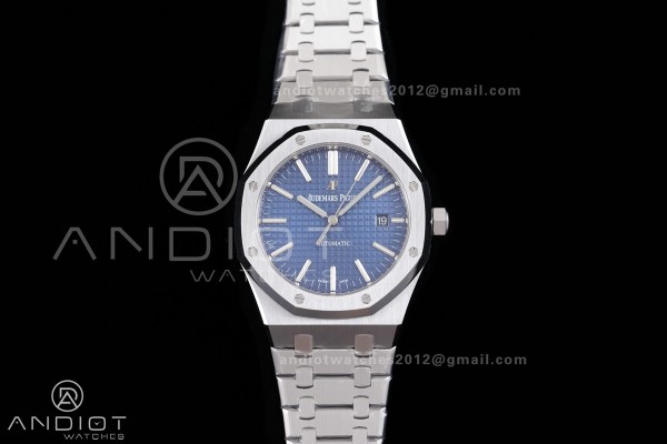 Royal Oak 41mm 15400 SS ZF 1:1 Best Edition Blue Textured Dial on SS Bracelet SA3120 V2 Super Clone