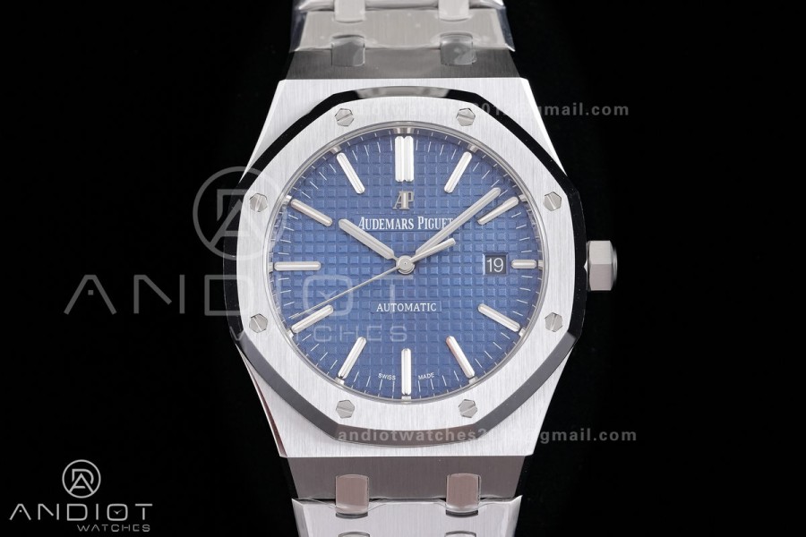 Royal Oak 41mm 15400 SS ZF 1:1 Best Edition Blue Textured Dial on SS Bracelet SA3120 V2 Super Clone