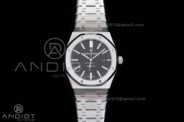 Royal Oak 41mm 15400 SS ZF 1:1 Best Edition Black Textured Dial on SS Bracelet V2 SA3120 Super Clone