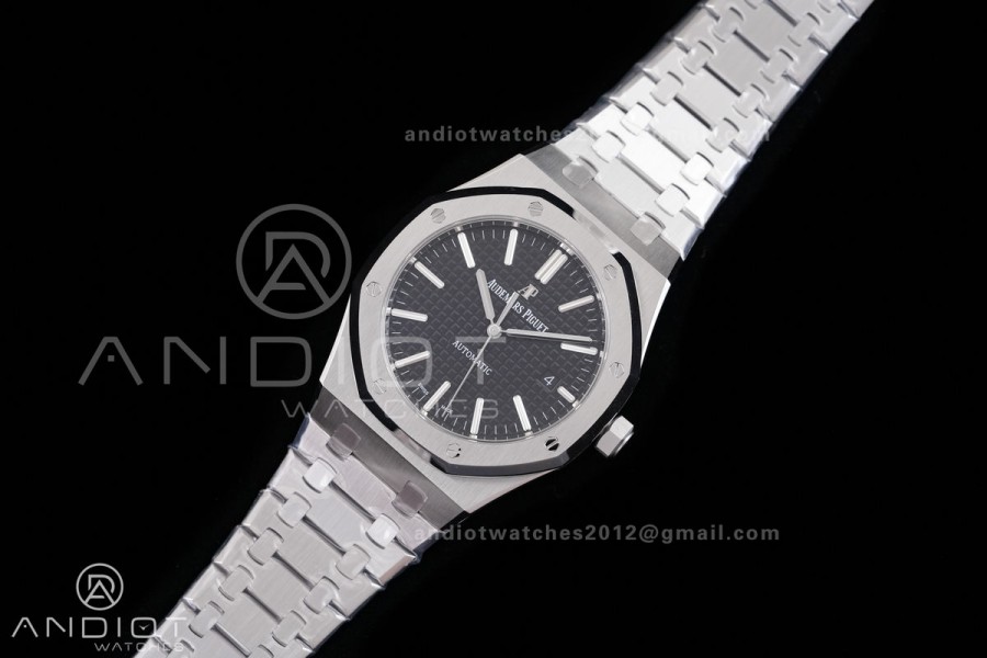 Royal Oak 41mm 15400 SS ZF 1:1 Best Edition Black Textured Dial on SS Bracelet V2 SA3120 Super Clone