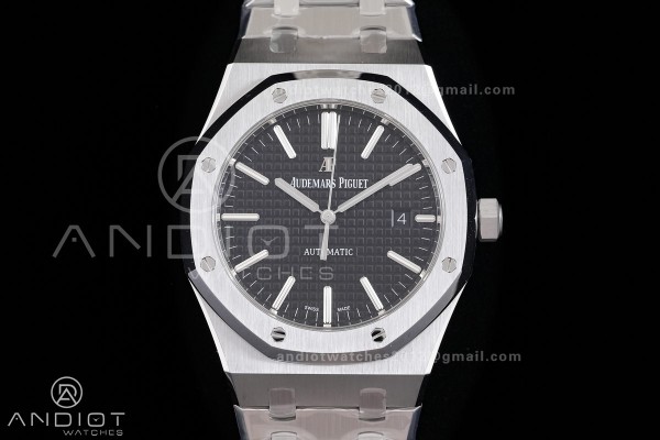 Royal Oak 41mm 15400 SS ZF 1:1 Best Edition Black Textured Dial on SS Bracelet V2 SA3120 Super Clone