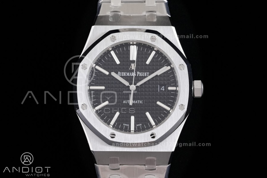 Royal Oak 41mm 15400 SS ZF 1:1 Best Edition Black Textured Dial on SS Bracelet V2 SA3120 Super Clone