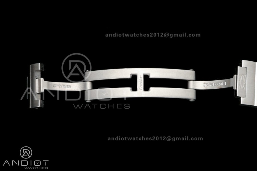 Santos de Cartier 27mm SS AF 1:1 Best Edition Diamond Bezel Silver Dial On SS SmartLinks Bracelet Ronda Quartz
