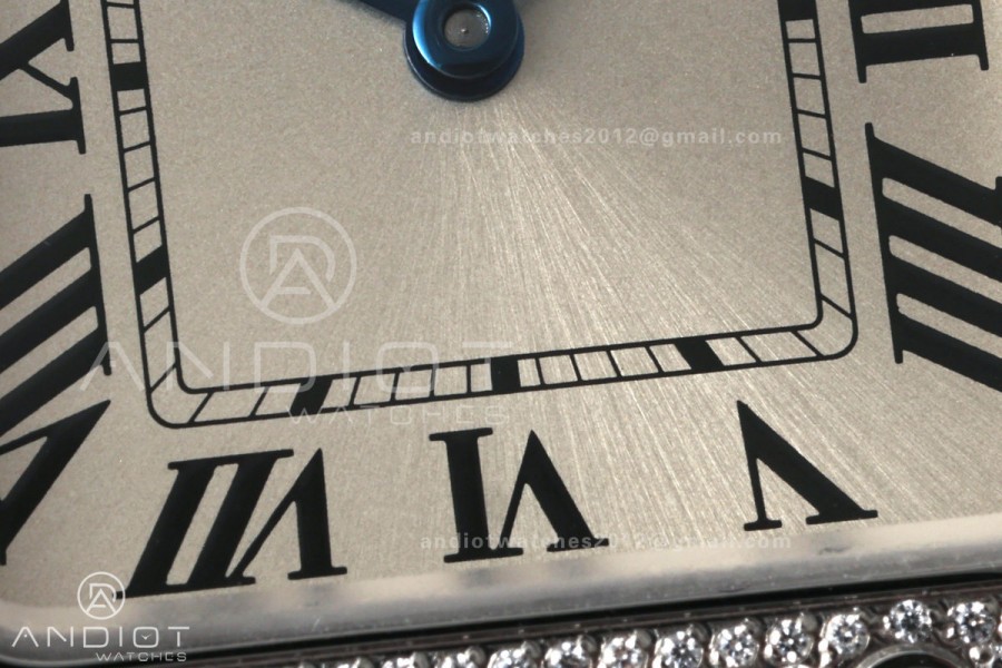 Santos de Cartier 27mm SS AF 1:1 Best Edition Diamond Bezel Silver Dial On SS SmartLinks Bracelet Ronda Quartz