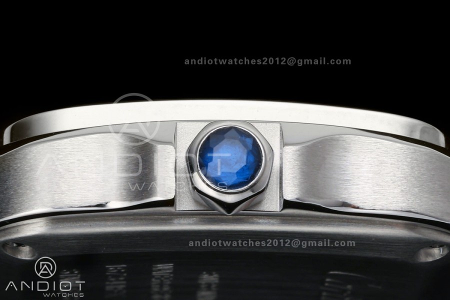 Santos de Cartier 27mm SS AF 1:1 Best Edition Diamond Bezel Silver Dial On SS SmartLinks Bracelet Ronda Quartz