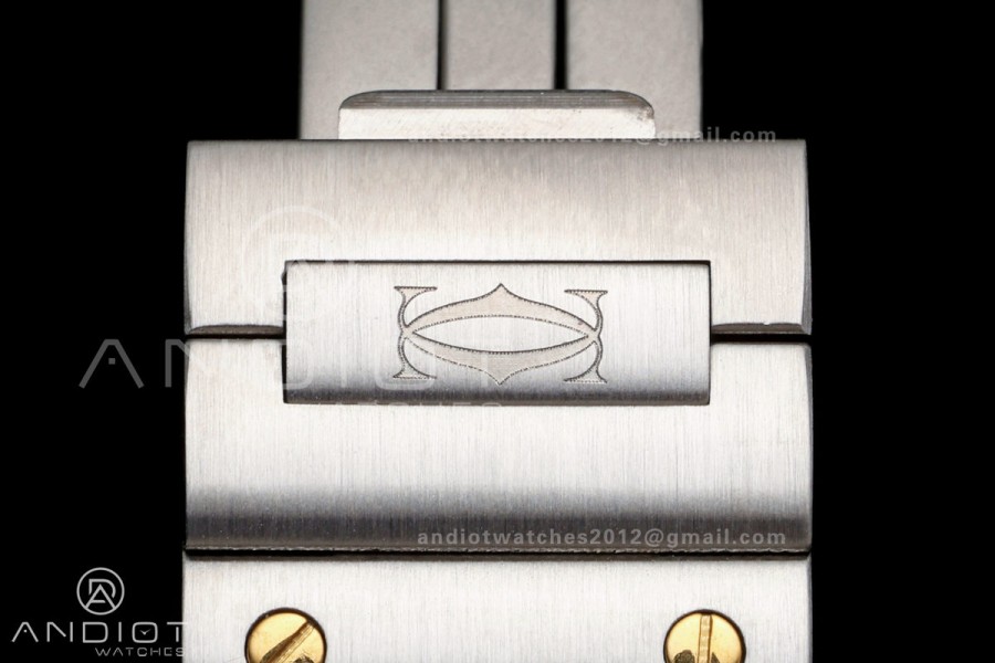 Santos de Cartier 27mm SS/YG AF 1:1 Best Edition Silver Dial Diamond Bezel On SS/YG SmartLinks Bracelet Ronda Quartz