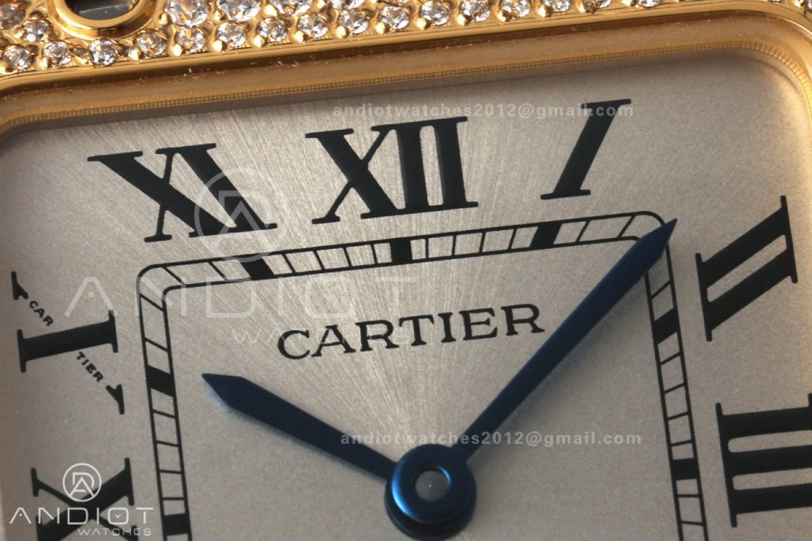 Santos de Cartier 27mm SS/YG AF 1:1 Best Edition Silver Dial Diamond Bezel On SS/YG SmartLinks Bracelet Ronda Quartz