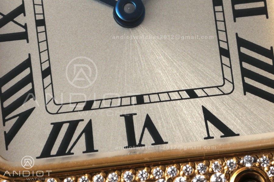 Santos de Cartier 27mm SS/YG AF 1:1 Best Edition Silver Dial Diamond Bezel On SS/YG SmartLinks Bracelet Ronda Quartz