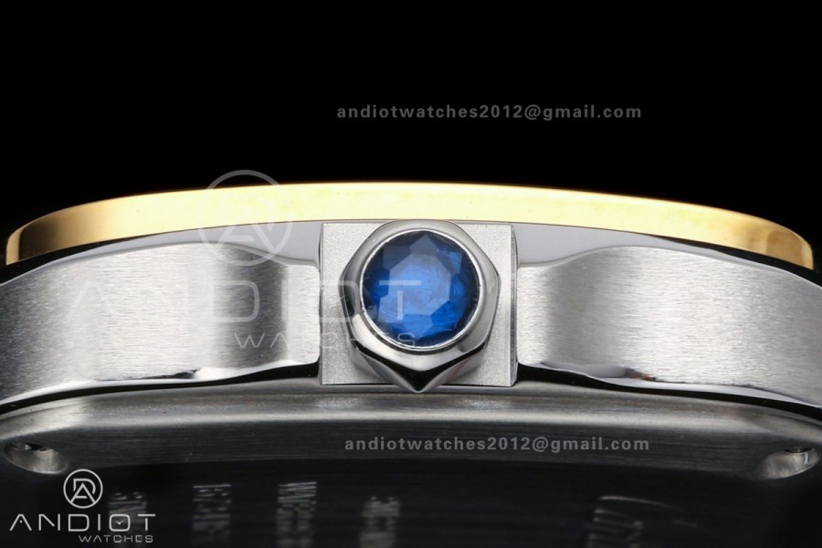 Santos W2SA0033 27x34mm AF 1:1 Best Edition Silver Dial ON SS/YG SmartLinks Bracelet Ronda Quartz