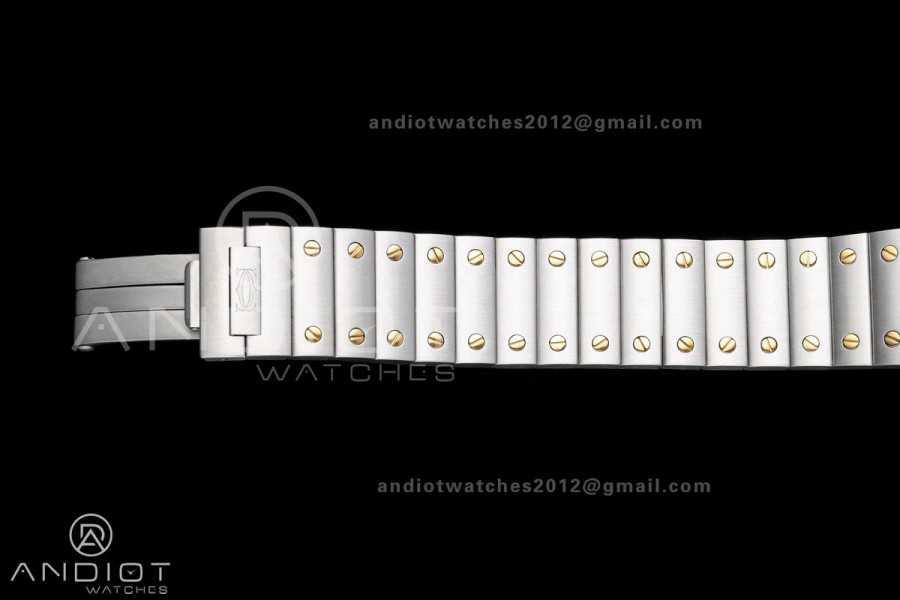Santos W2SA0033 27x34mm AF 1:1 Best Edition Silver Dial ON SS/YG SmartLinks Bracelet Ronda Quartz