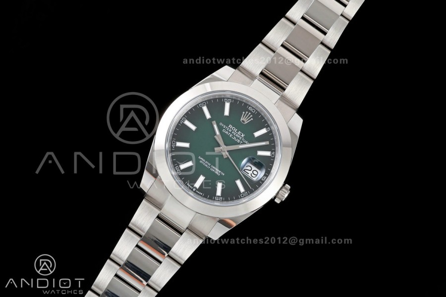 DateJust 41 126300 904L SS ARF 1:1 Best Edition Green Textured Stick Dial on Oyster Bracelet DD3235