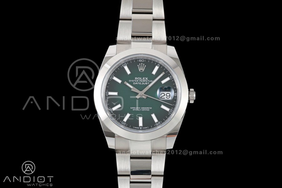 DateJust 41 126300 904L SS ARF 1:1 Best Edition Green Textured Stick Dial on Oyster Bracelet DD3235