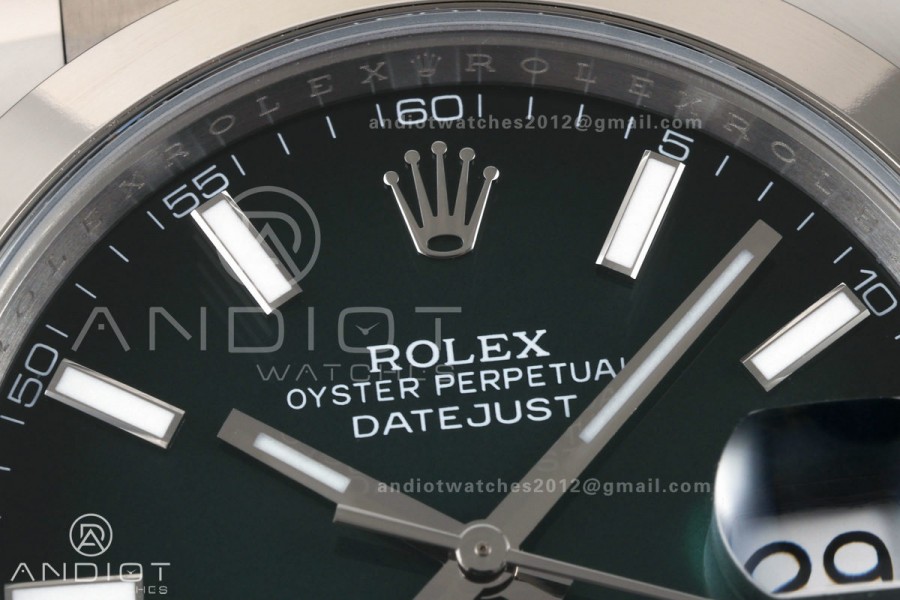 DateJust 41 126300 904L SS ARF 1:1 Best Edition Green Textured Stick Dial on Oyster Bracelet DD3235
