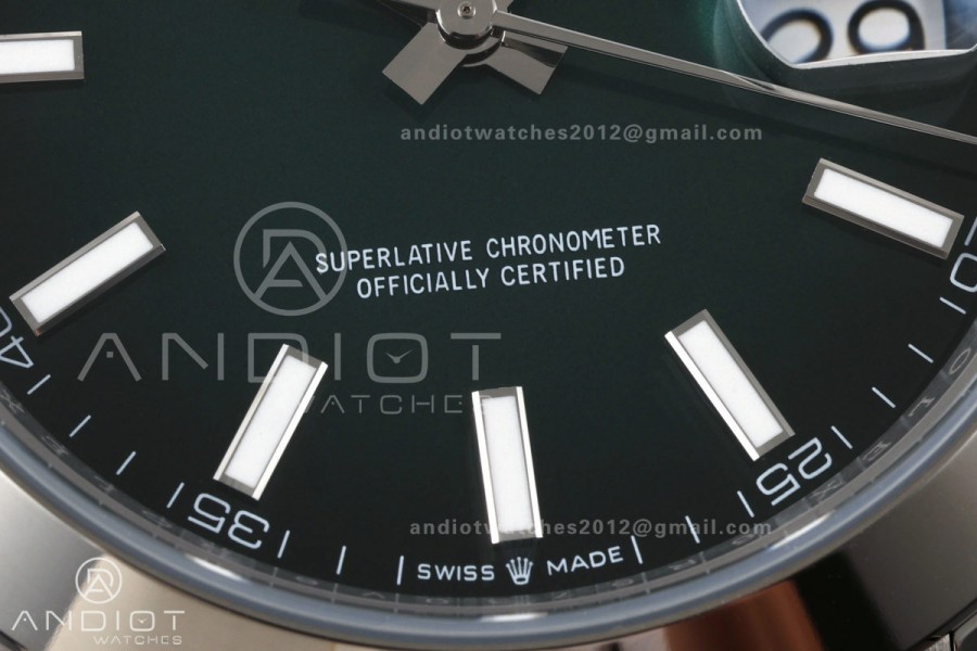 DateJust 41 126300 904L SS ARF 1:1 Best Edition Green Textured Stick Dial on Oyster Bracelet DD3235