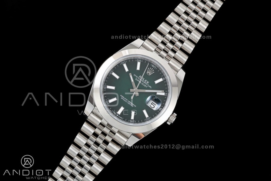 DateJust 41 126300 904L SS ARF 1:1 Best Edition Green Textured Stick Dial on Jubilee Bracelet DD3235