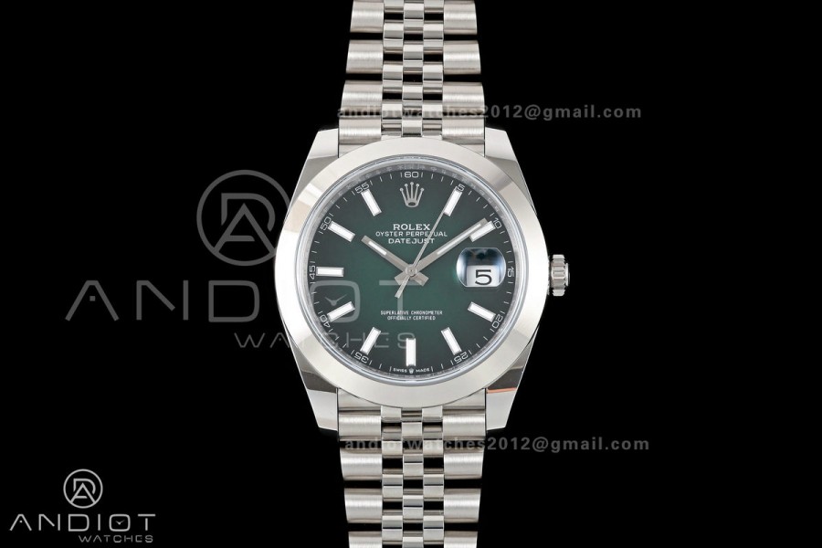 DateJust 41 126300 904L SS ARF 1:1 Best Edition Green Textured Stick Dial on Jubilee Bracelet DD3235