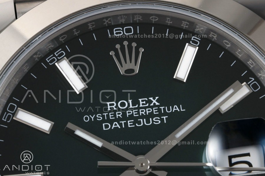 DateJust 41 126300 904L SS ARF 1:1 Best Edition Green Textured Stick Dial on Jubilee Bracelet DD3235