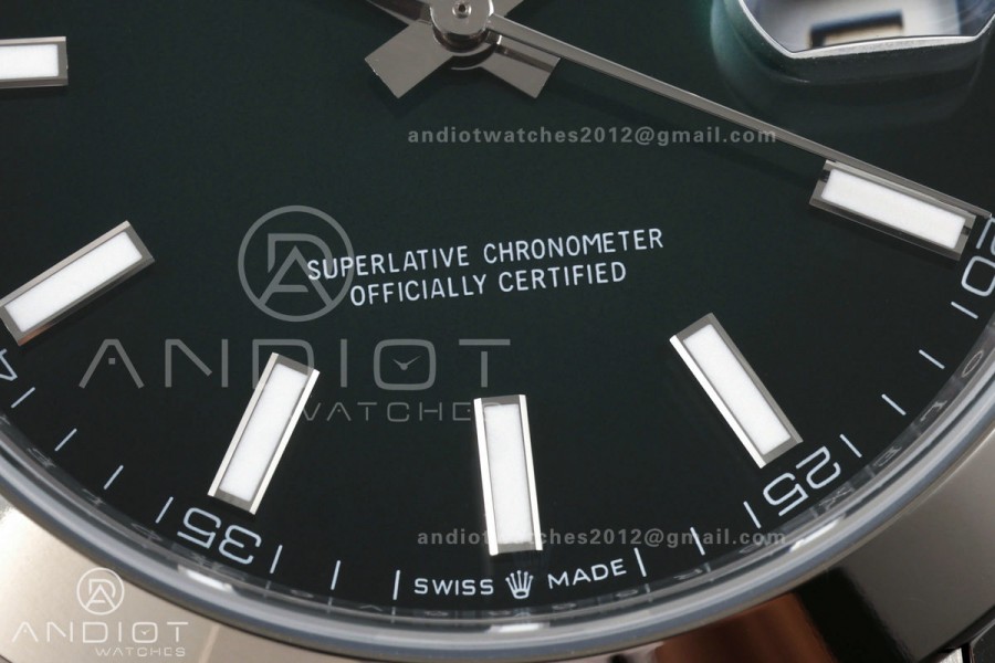 DateJust 41 126300 904L SS ARF 1:1 Best Edition Green Textured Stick Dial on Jubilee Bracelet DD3235