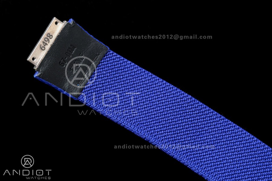 AVF RM67-02 Warm White NTPT Red/Blue/White Skeleton Dial on Blue Elastic Strap CRMA7 Clone V3