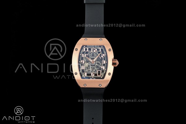 AVF RM67-01 RG Skeleton Dial on Black Rubber Strap CRMA6 Clone
