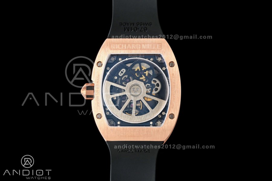 AVF RM67-01 RG Skeleton Dial on Black Rubber Strap CRMA6 Clone