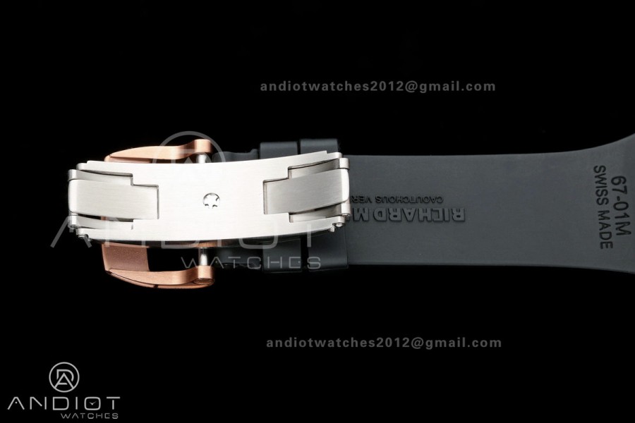 AVF RM67-01 RG Skeleton Dial on Black Rubber Strap CRMA6 Clone