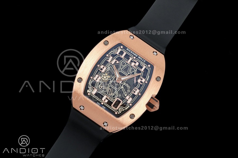 AVF RM67-01 RG Skeleton Dial on Black Rubber Strap CRMA6 Clone