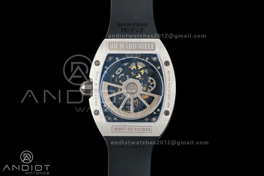 AVF RM67-01 Titanium Skeleton Dial on Black Rubber Strap CRMA6 Clone