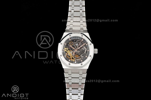 Royal Oak 41mm Openworked 15407 SS DDF 1:1 Best Edition on SS Bracelet SA3132 Double Balance Wheels