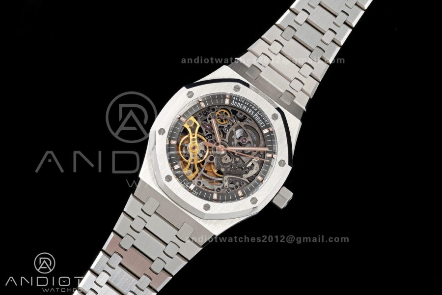 Royal Oak 41mm Openworked 15407 SS DDF 1:1 Best Edition on SS Bracelet SA3132 Double Balance Wheels