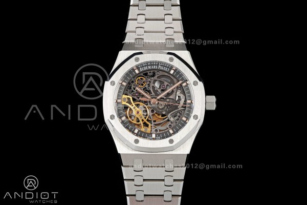 Royal Oak 41mm Openworked 15407 SS DDF 1:1 Best Edition on SS Bracelet SA3132 Double Balance Wheels
