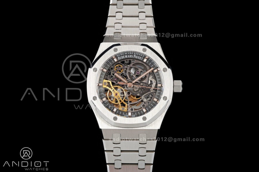 Royal Oak 41mm Openworked 15407 SS DDF 1:1 Best Edition on SS Bracelet SA3132 Double Balance Wheels