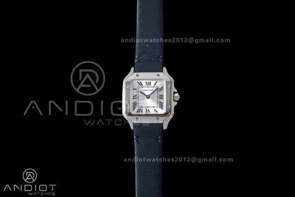 Santos De Cartier DRF 27mm SS/LE Silver Dial Leath...