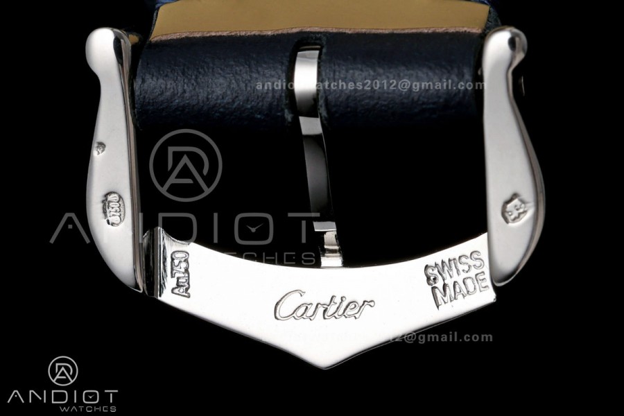 Santos De Cartier DRF 27mm SS/LE Silver Dial Leather Strap Quartz