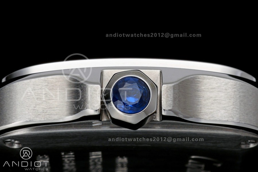 Santos De Cartier DRF 27mm SS/LE Silver Dial Leather Strap Quartz