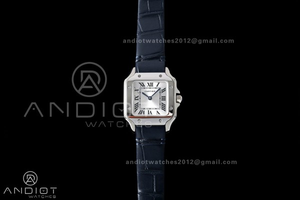 Santos De Cartier DRF 27mm SS/LE Silver Dial Allig...