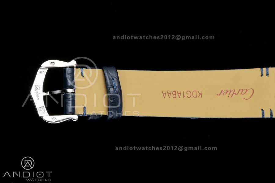 Santos De Cartier DRF 27mm SS/LE Silver Dial Alligator Leather Strap Quartz