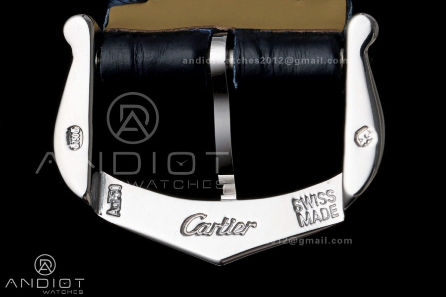 Santos De Cartier DRF 27mm SS/LE Silver Dial Alligator Leather Strap Quartz
