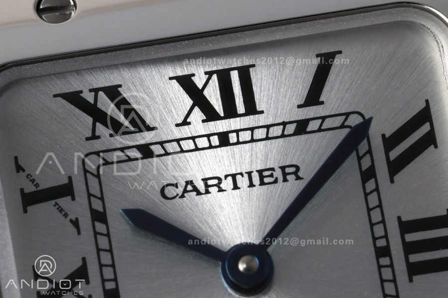 Santos De Cartier DRF 27mm SS/LE Silver Dial Alligator Leather Strap Quartz