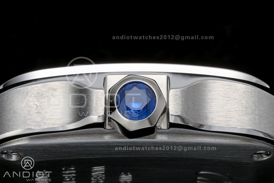Santos De Cartier DRF 27mm SS/LE Silver Dial Alligator Leather Strap Quartz