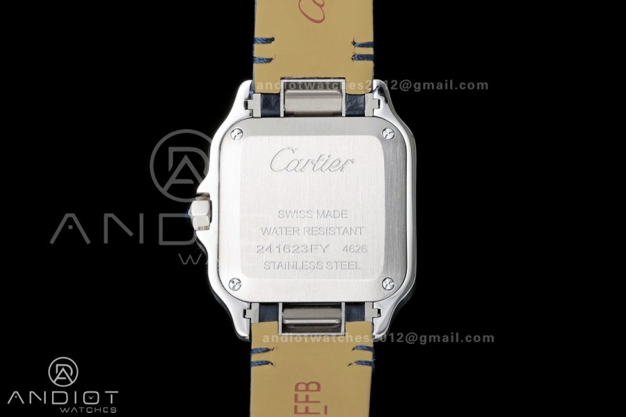 Santos De Cartier DRF 27mm SS/LE Silver Dial Alligator Leather Strap Quartz