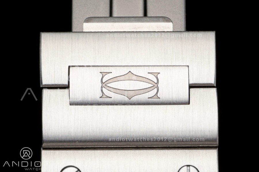 Santos de Cartier 27mm SS DRF 1:1 Best Edition Silver Dial On SS SmartLinks Bracelet Ronda Quartz