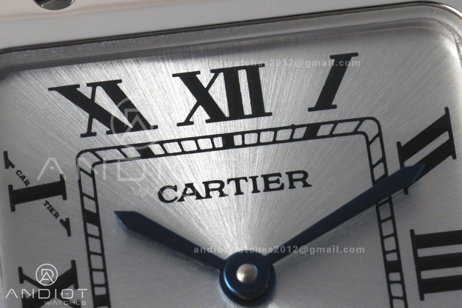 Santos de Cartier 27mm SS DRF 1:1 Best Edition Silver Dial On SS SmartLinks Bracelet Ronda Quartz