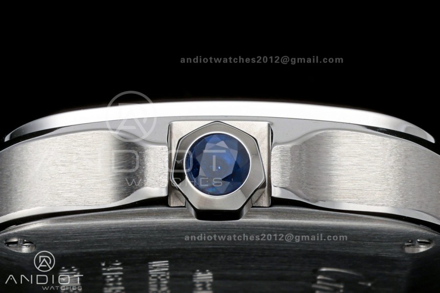 Santos de Cartier 27mm SS DRF 1:1 Best Edition Silver Dial On SS SmartLinks Bracelet Ronda Quartz