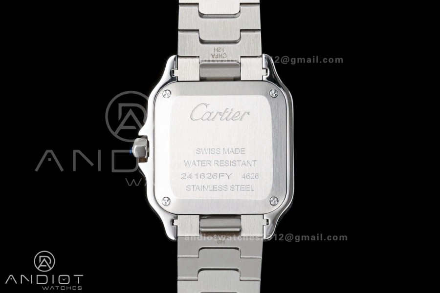 Santos de Cartier 27mm SS DRF 1:1 Best Edition Silver Dial On SS SmartLinks Bracelet Ronda Quartz